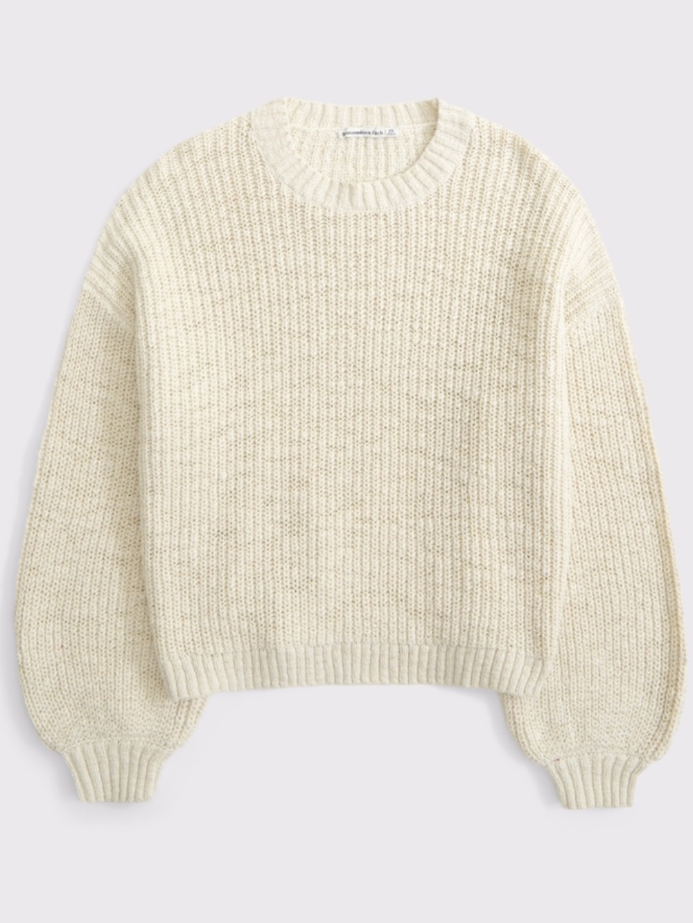 Abercrombie & Fitch Ivory Crewneck Ribbed Knit Sweater